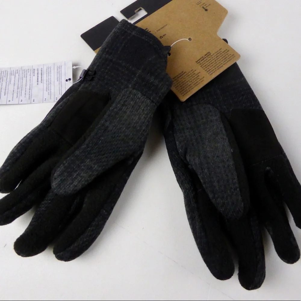 TNF The North Face Sweater Fleece U/R Tech Gordon E-Tip Gloves NWT Gray Plaid - Picture 3 of 6